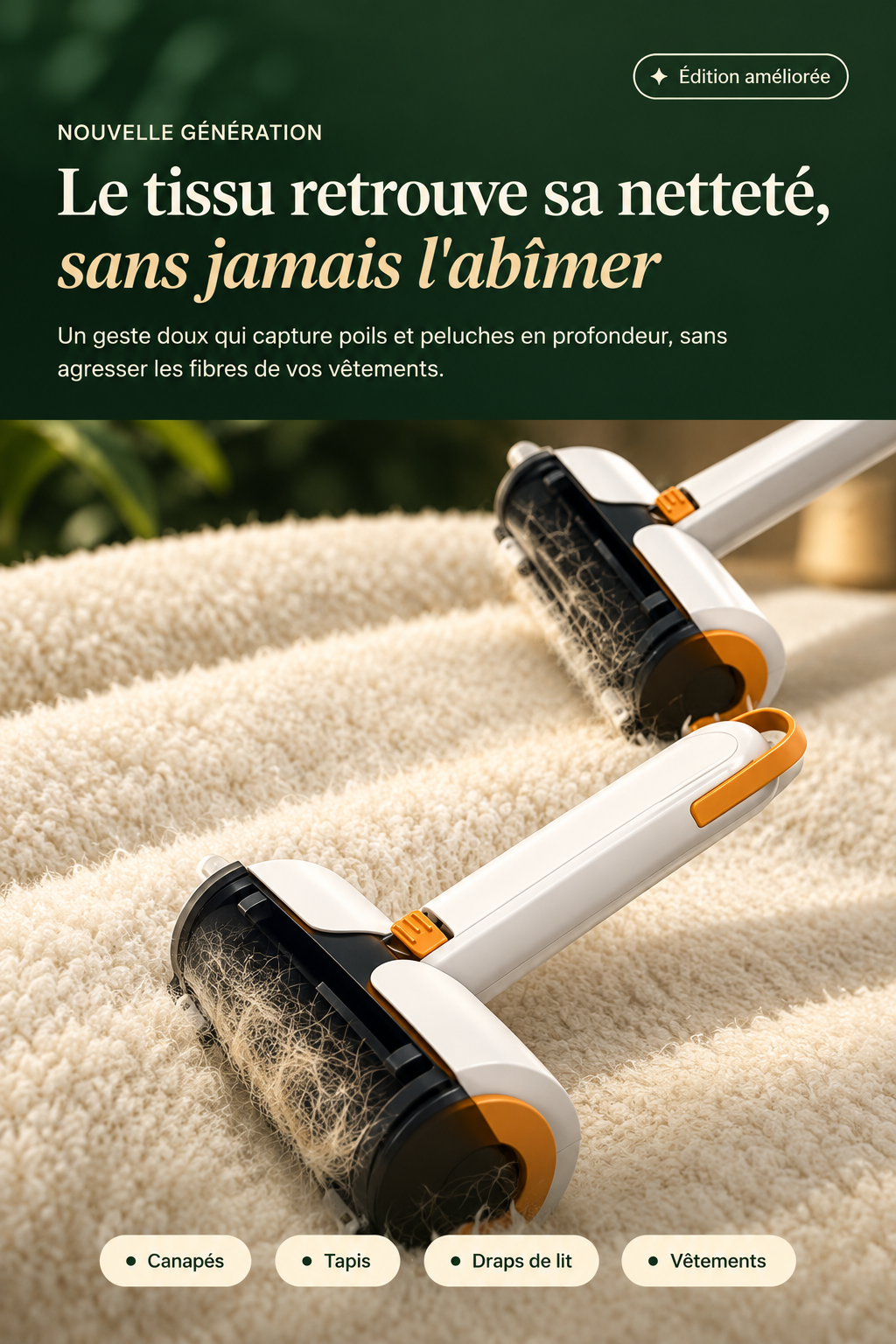 Rouleau anti-poils réutilisable PawZen, offre duo -10 % et livraison offerte
